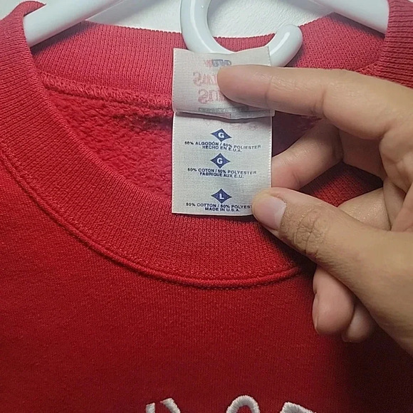 Jerzees Christmas Sweater Women's L Red Santa Crewneck Sweatshirt 90's Vintage - Picture 3 of 4